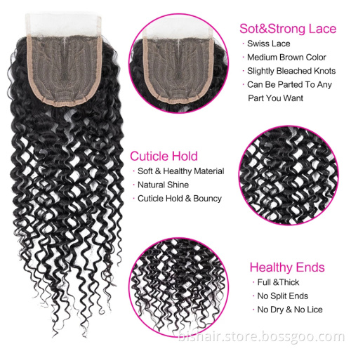 BIS Wholesale The Cheapest 4x4 Water Wave transparent lace Closure Vendor free sample Brazilian Cuticle Aligned Hair For Femal
